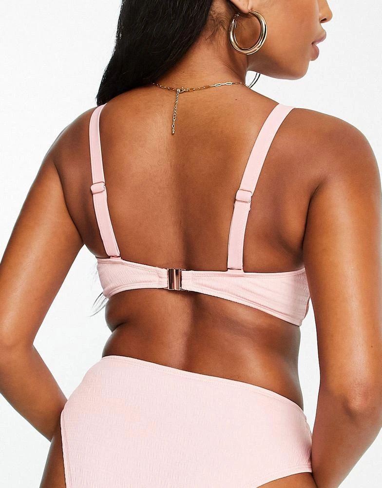 商品Ivory Rose|Ivory Rose Fuller Bust mix and match crinkle crop bikini top in blush pink DD,价格¥139,第3张图片详细描述