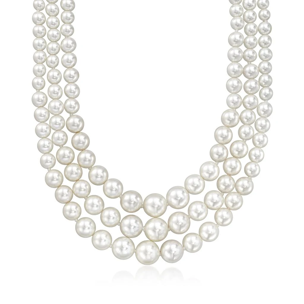 商品Ross-Simons|6-12mm Shell Pearl Graduated 3-Strand Necklace With Sterling Silver,价格¥823,第1张图片