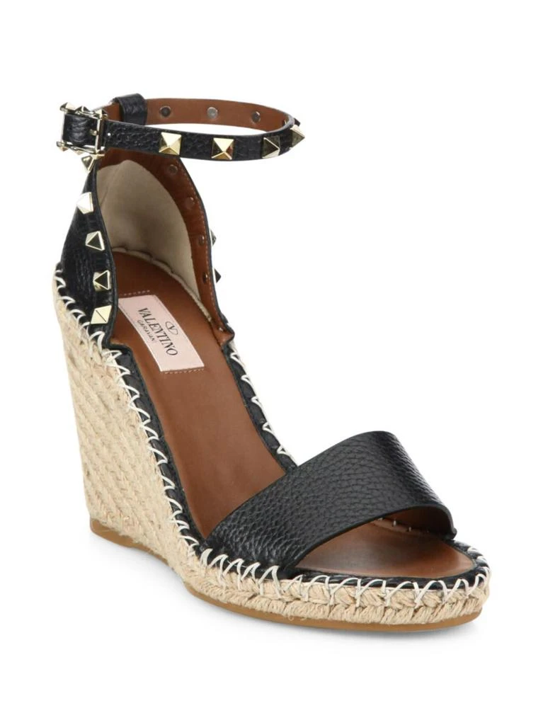 商品Valentino|Valentino - Valentino Garavani Rockstud Leather Espadrille Wedges,价格¥5985,第2张图片详细描述