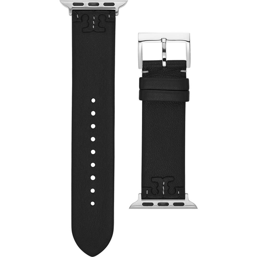 商品Tory Burch|Women's McGraw Black Band For Apple Watch® Leather Strap 38 mm/40mm,价格¥699,第1张图片