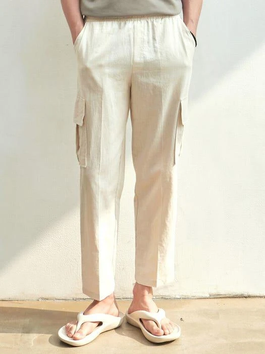 商品NICK NICOLE for MEN|Linen Cargo Pants Cream,价格¥620,第2张图片详细描述