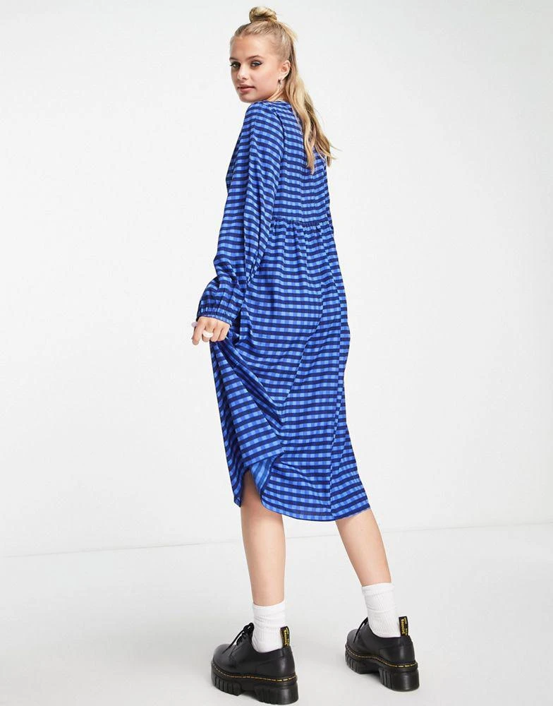 商品Daisy Street|Daisy Street long sleeve smock dress in bright blue check,价格¥152,第2张图片详细描述