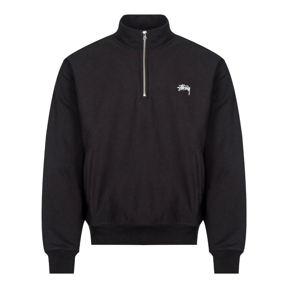 商品STUSSY|Stussy Logo 1/4 Zip Sweatshirt - Black,价格¥1030,第1张图片