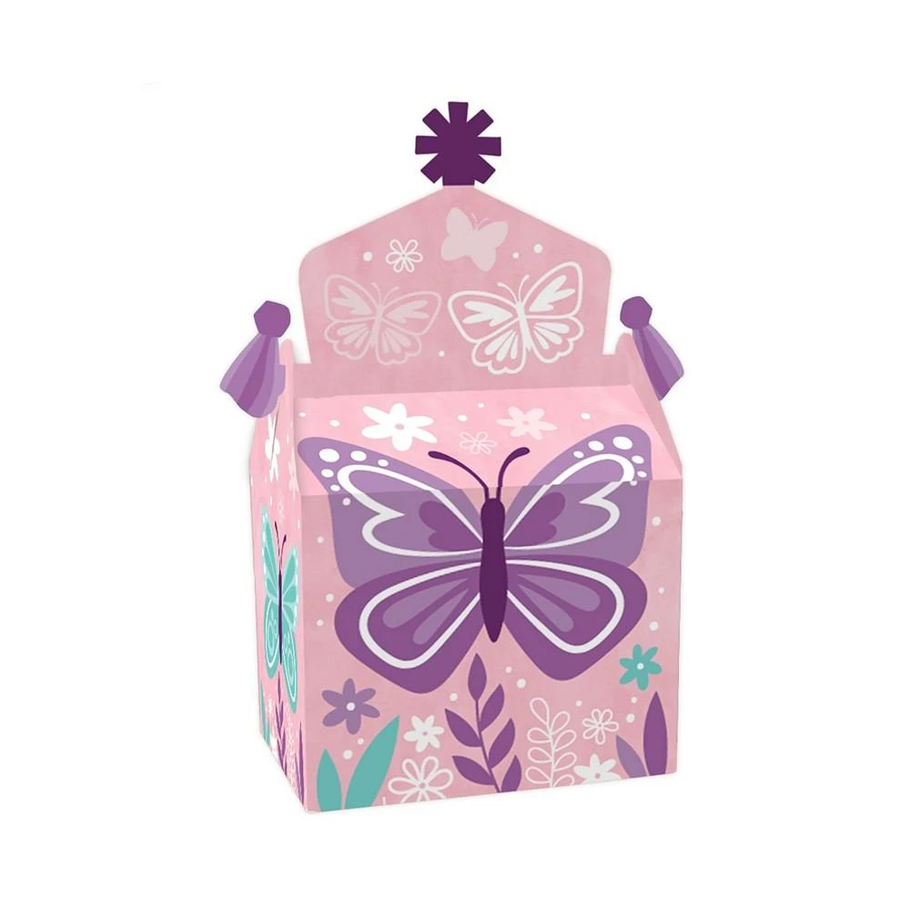 商品Big Dot of Happiness|Beautiful Butterfly - Treat Box Party Favors - Floral Baby Shower or Birthday Party Goodie Gable Boxes - Set of 12,价格¥142,第1张图片