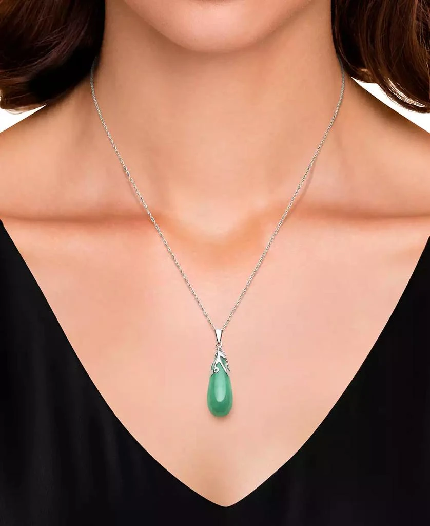 商品Macy's|Dyed Jade Leaf Top Teardrop Pendant Set in Sterling Silver,价格¥374,第2张图片详细描述