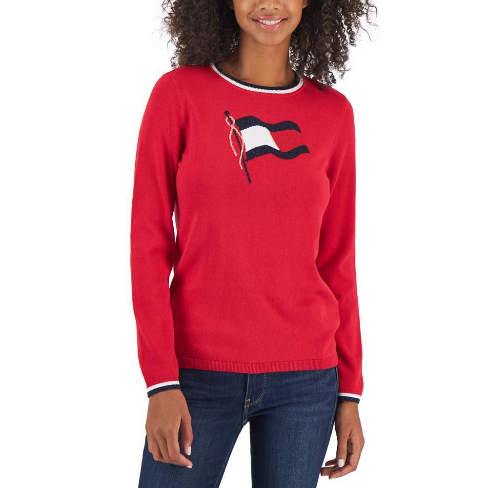 商品Tommy Hilfiger|Women's Lucy Flag Lurex Cotton Sweater,价格¥210-¥292,第1张图片