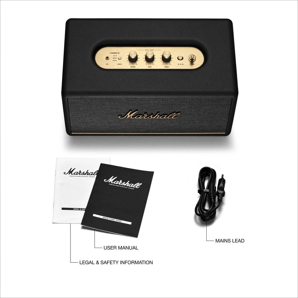 Marshall Stanmore III Bluetooth Home Speaker - Loud Stereo Sound with Bass and Treble Controls | Plug-in Powered | Record Player Compatible | RCA and 3.5 mm Aux Inputs - Black 商品