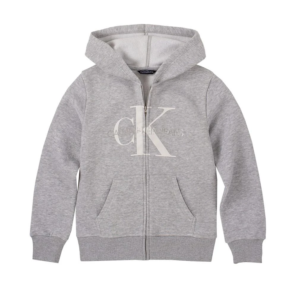 商品Calvin Klein|Big Girls Monogram Logo Zip-Up Hoodie,价格¥279,第1张图片