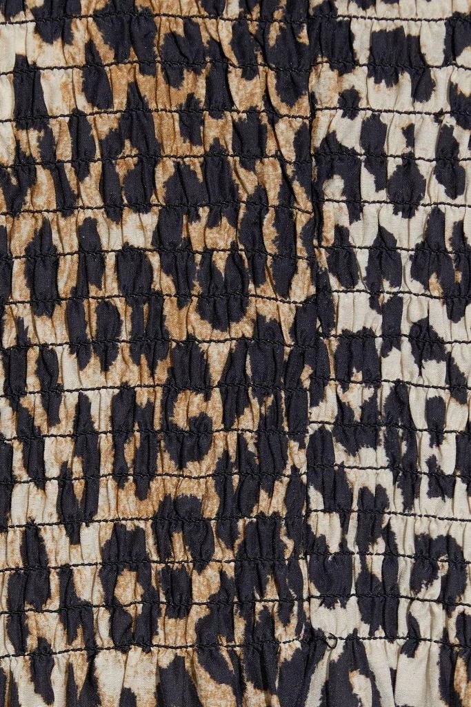 商品Ganni|Shirred leopard-print cotton and silk-blend maxi dress,价格¥1597,第4张图片详细描述