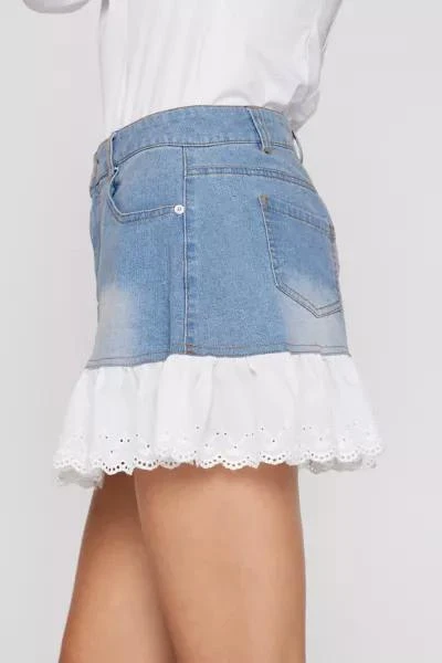 商品Kimchi Blue|Kimchi Blue Jenny Ruffle Denim Mini Skirt,价格¥265,第5张图片详细描述