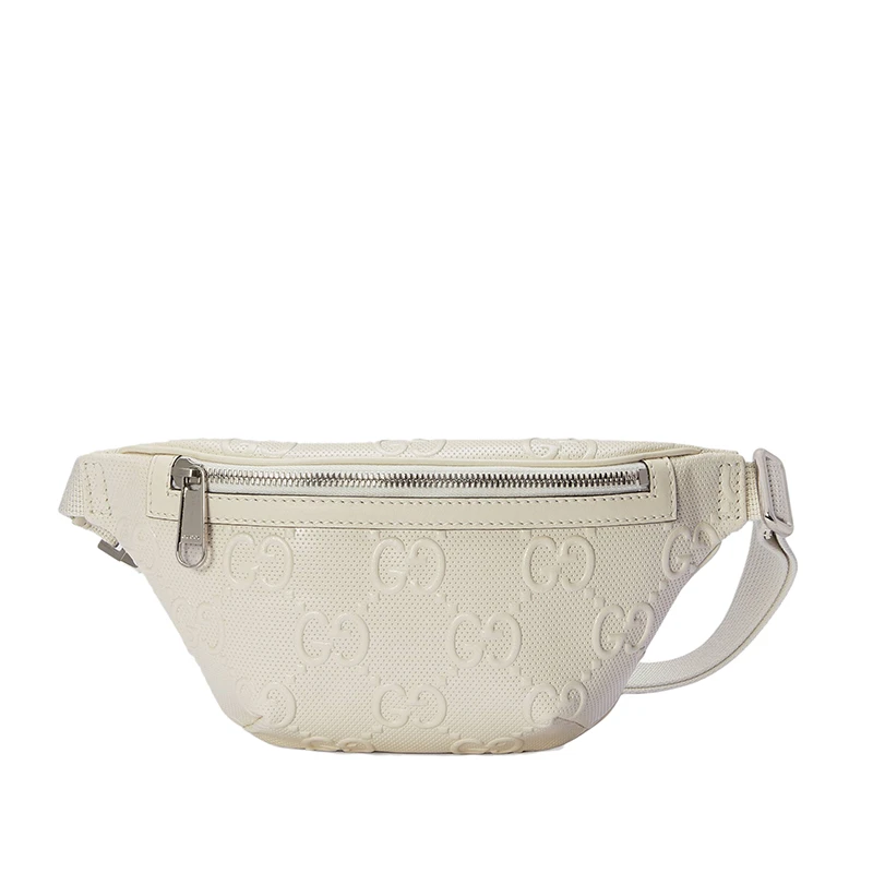 商品Gucci|GUCCI/古驰 GG embossé系列 男女同款白色双G压纹皮革斜挎包腰包,价格¥7629,第1张图片