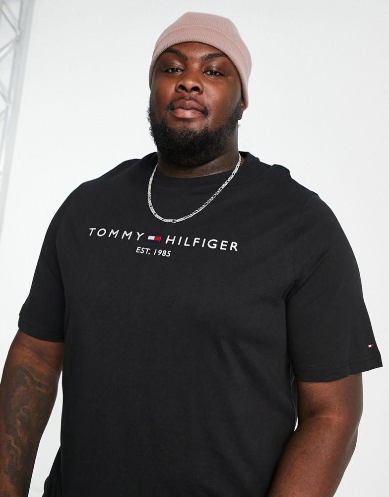 Tommy Hilfiger Big & Tall embroidered logo t-shirt in black商品第3张图片规格展示