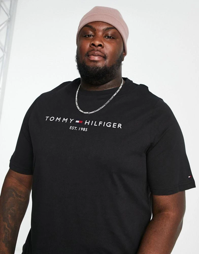 商品Tommy Hilfiger|Tommy Hilfiger Big & Tall embroidered logo t-shirt in black,价格¥432,第3张图片详细描述