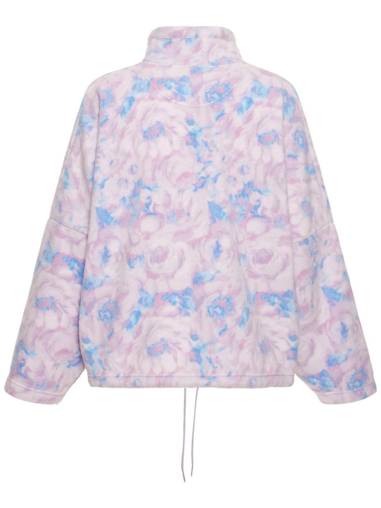 Floral Print High Collar Fleece Jacket商品第5张图片规格展示