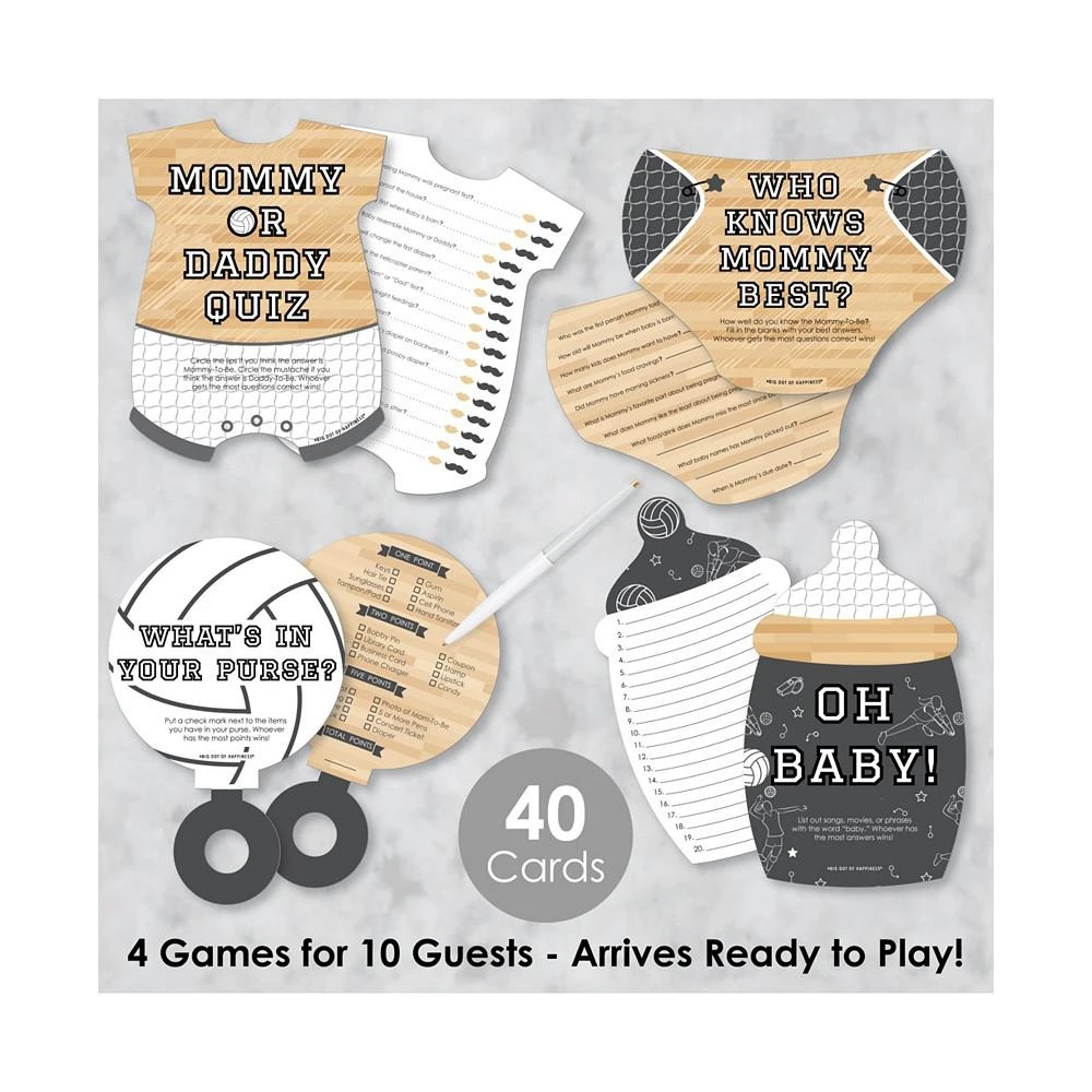 商品Big Dot of Happiness|Bump, Set, Spike Volleyball 4 Baby Shower Games 10 Cards Each Gamerific Bundle,价格¥134,第3张图片详细描述