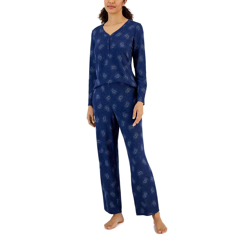 商品Charter Club|Women's Long Sleeve Soft Knit Pajama Set, Created for Macy's,价格¥38,第1张图片