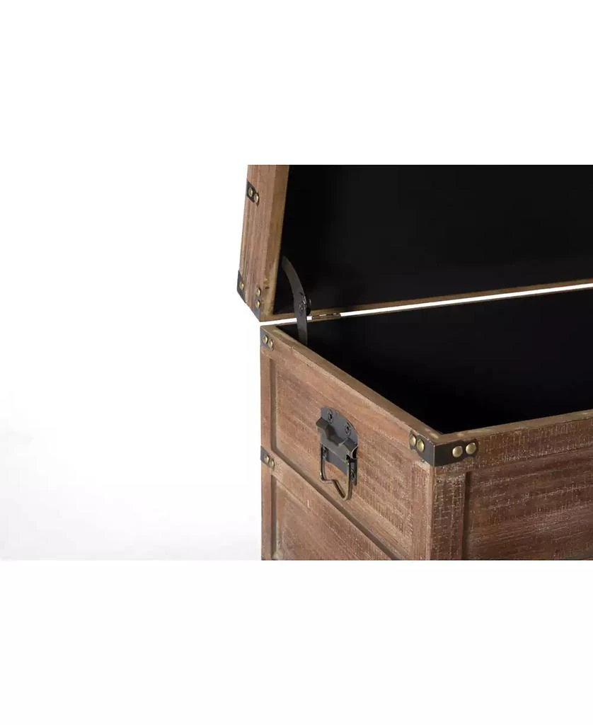 Wooden Rectangular Lined Rustic Storage Trunk with Latch, Medium 商品