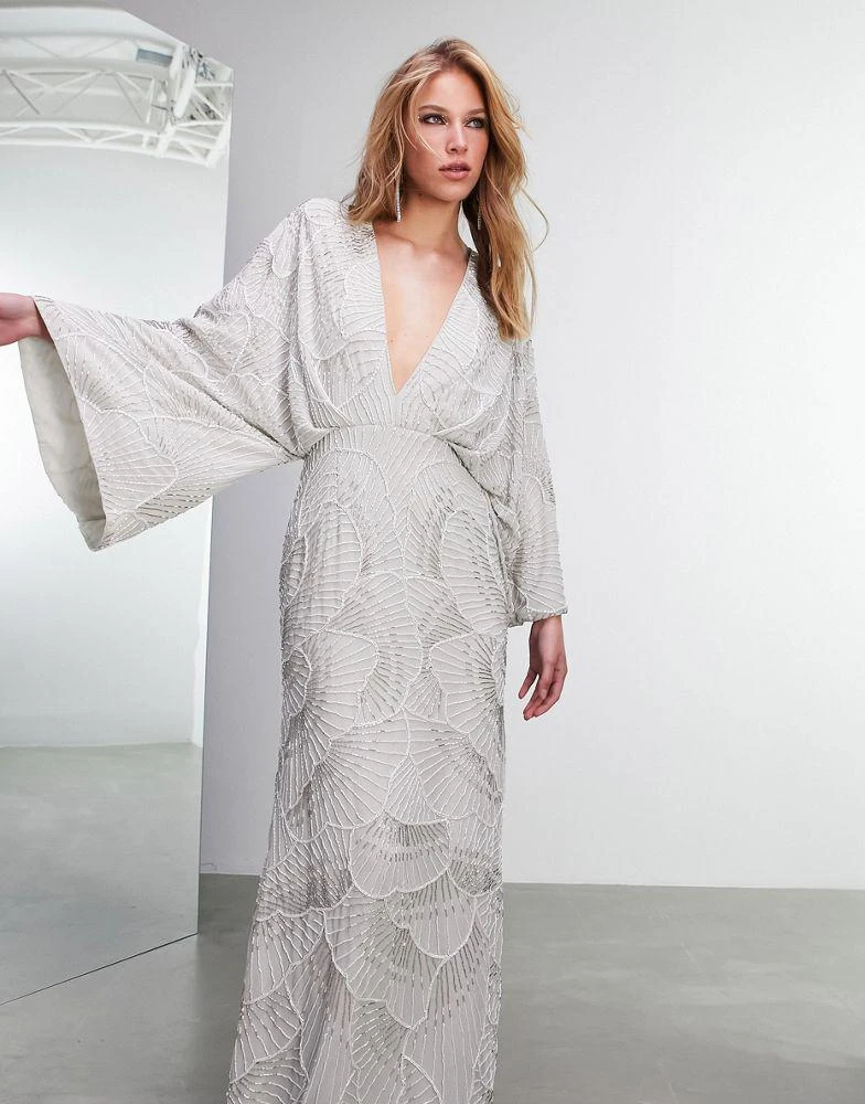 商品ASOS|ASOS EDITION Poppy scallop floral embellished wedding dress,价格¥1104,第3张图片详细描述