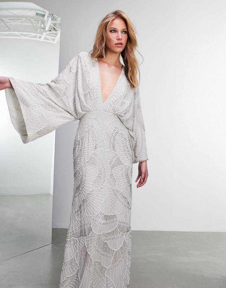 商品ASOS|ASOS EDITION Poppy scallop floral embellished wedding dress,价格¥1092,第5张图片详细描述