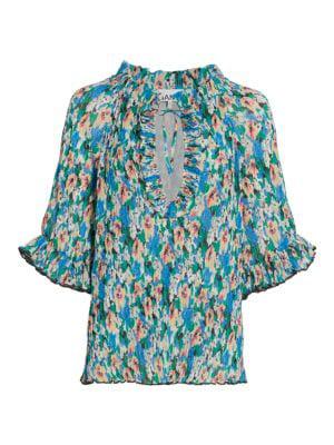 Pleated Floral Georgette Top商品第6张图片规格展示