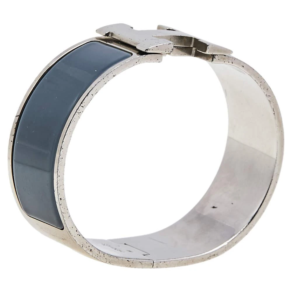 商品[二手商品] Hermes|Hermès Clic Clac H Grey Enamel Palladium Plated Wide Bracelet PM,价格¥3075,第2张图片详细描述