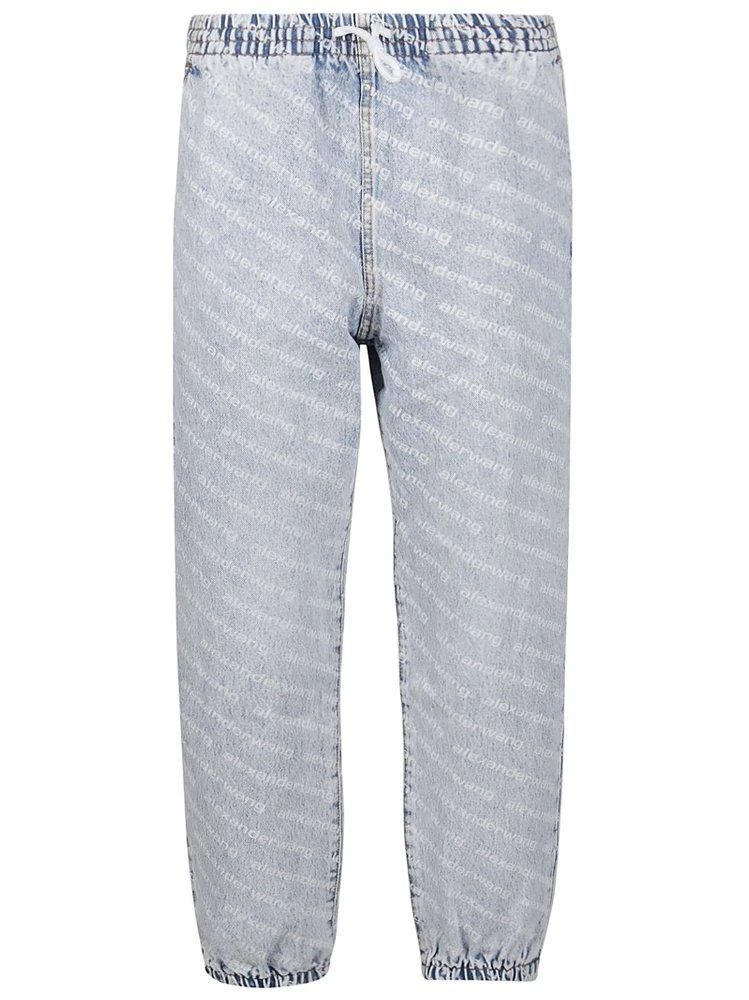 商品Alexander Wang|Alexander Wang Logo Printed Denim Jogger Pants,价格¥3402,第1张图片