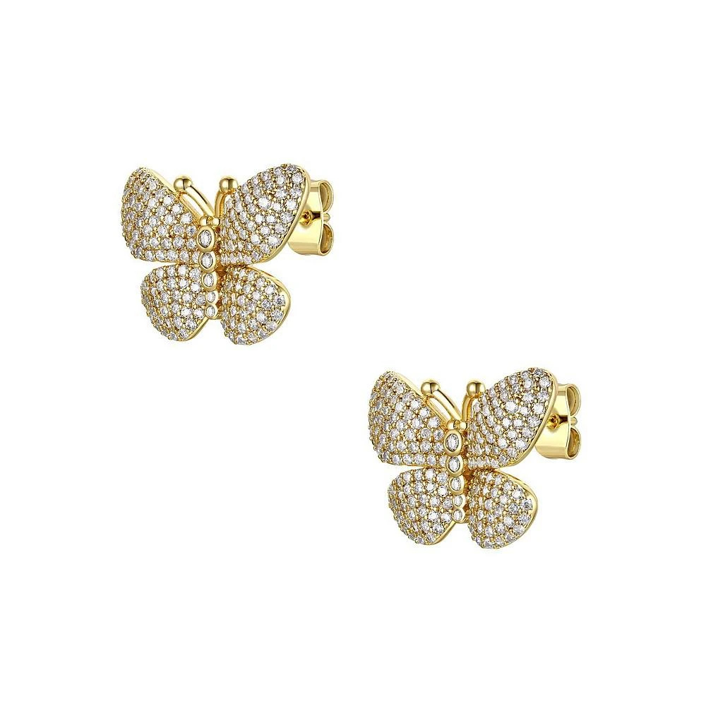 商品Genevive|Sterling Silver 14k Yellow Gold Plated with Cubic Zirconia Butterfly Pave Earrings,价格¥1429,第2张图片详细描述