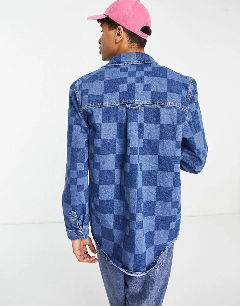 商品The Ragged Priest|The Ragged Priest seasons checkerboard denim shirt in blue,价格¥323,第2张图片详细描述