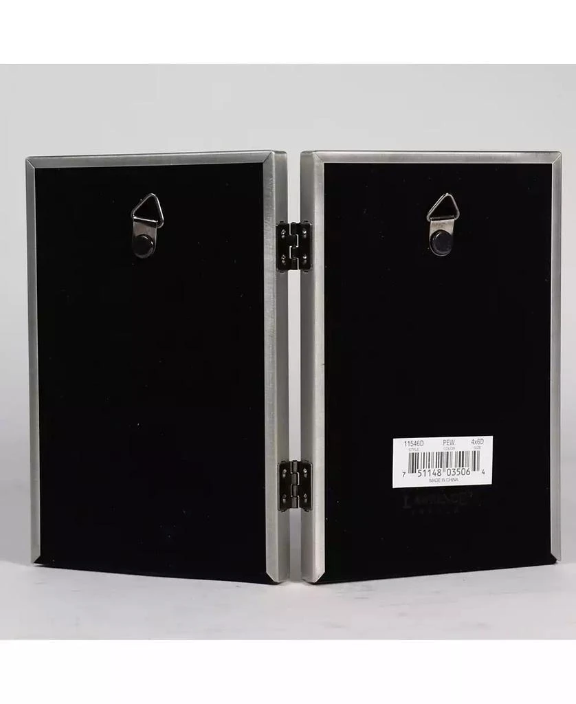 商品Lawrence Frames|Antique Pewter Hinged Double Picture Frame - Bead Border Design - 4" x 6",价格¥237,第2张图片详细描述