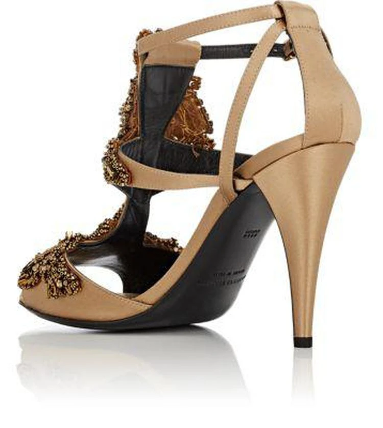 商品Alberta Ferretti|Embellished Satin Ankle-Strap Sandals,价格¥6394,第3张图片详细描述