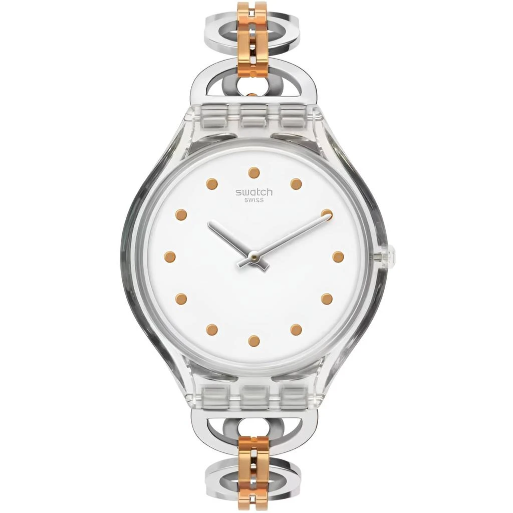 商品Swatch|Swatch Women's Watch - Skin Skinring Quartz White Dial Two Tone Bracelet | SVOK102G,价格¥639,第1张图片