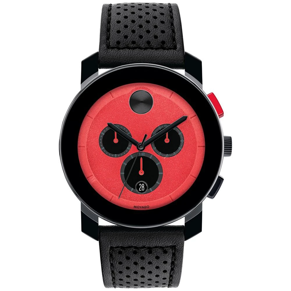 商品Movado|Men's Swiss TR90 Black Leather Strap Watch 43.5mm,价格¥3654,第1张图片