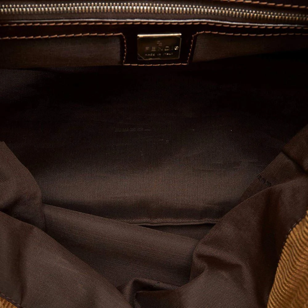 商品[二手商品] Fendi|Fendi Brown Leather Fabric Corduroy Top Handle Bag,价格¥3931,第5张图片详细描述