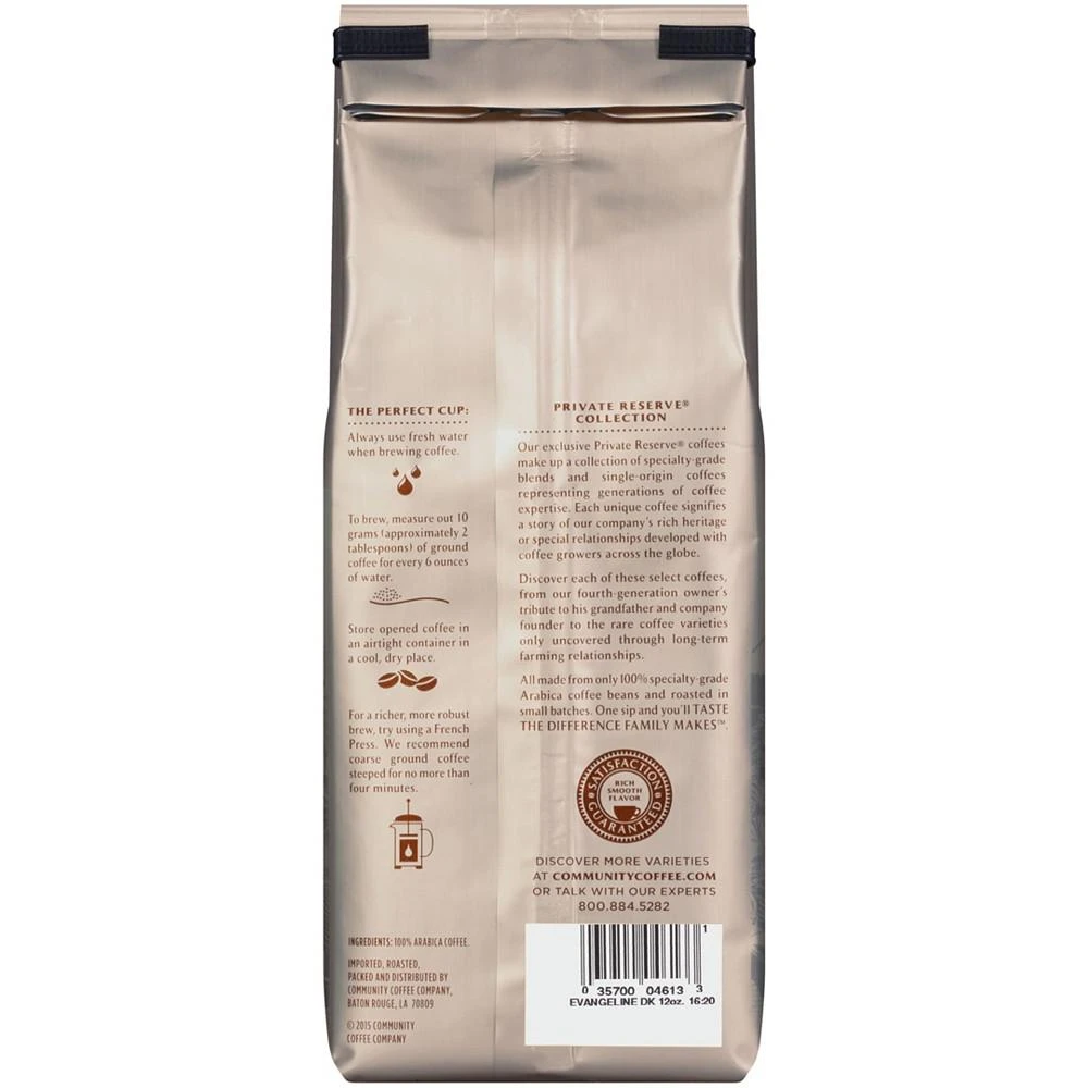 商品Community Coffee|Private Reserve Evangeline Blend Dark Roast Specialty-Grade Ground Coffee, 12 Oz - 6 Pack,价格¥651,第3张图片详细描述