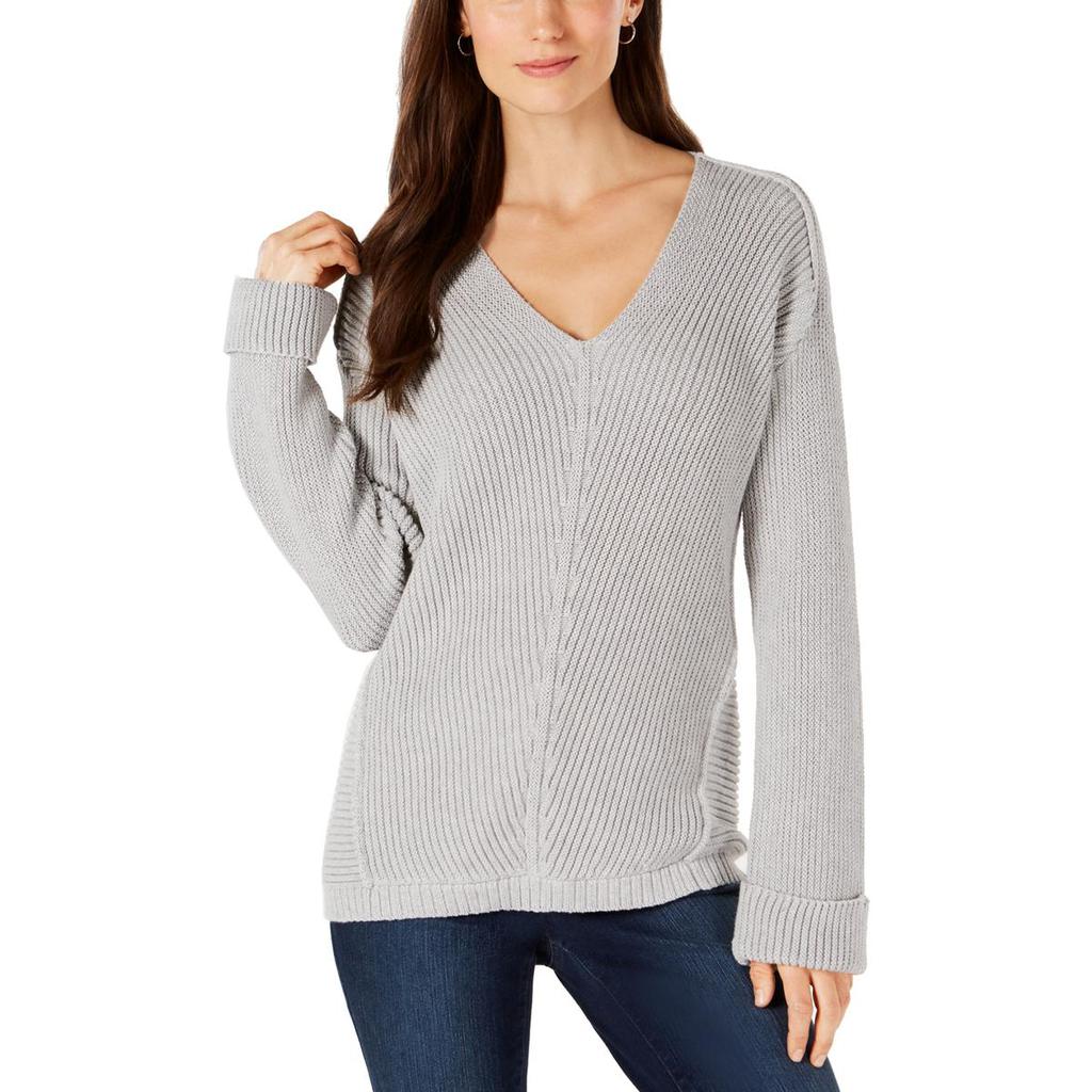 Charter Club Womens Ribbed Knit V-Neck Pullover Sweater商品第1张图片规格展示