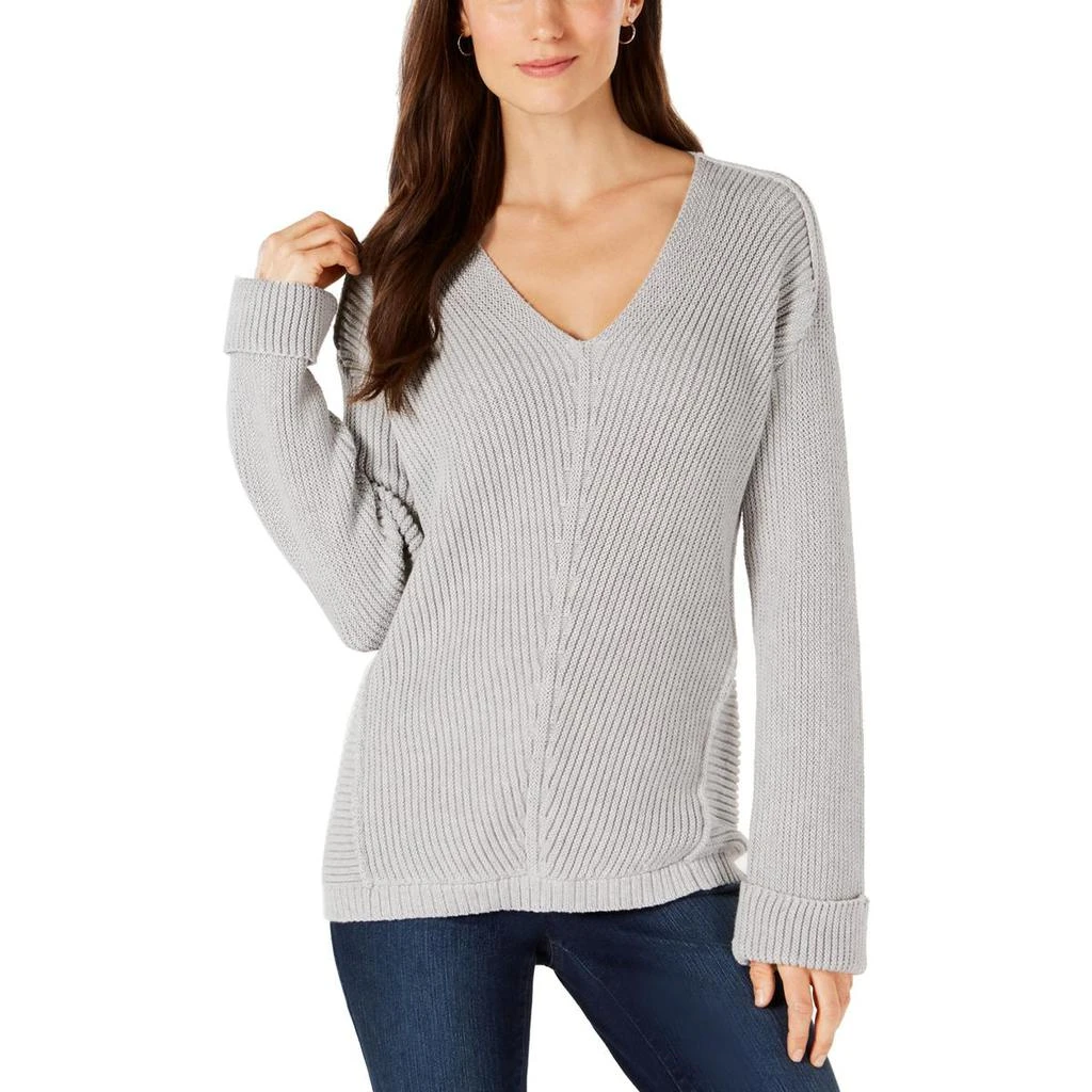 商品Charter Club|Charter Club Womens Ribbed Knit V-Neck Pullover Sweater,价格¥107,第1张图片