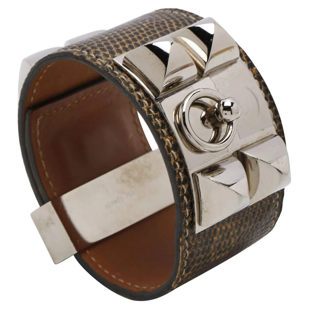 商品[二手商品] Hermes|Hermes Brown Leather Lizard Collier de Chien Wide Bracelet,价格¥6433,第3张图片详细描述