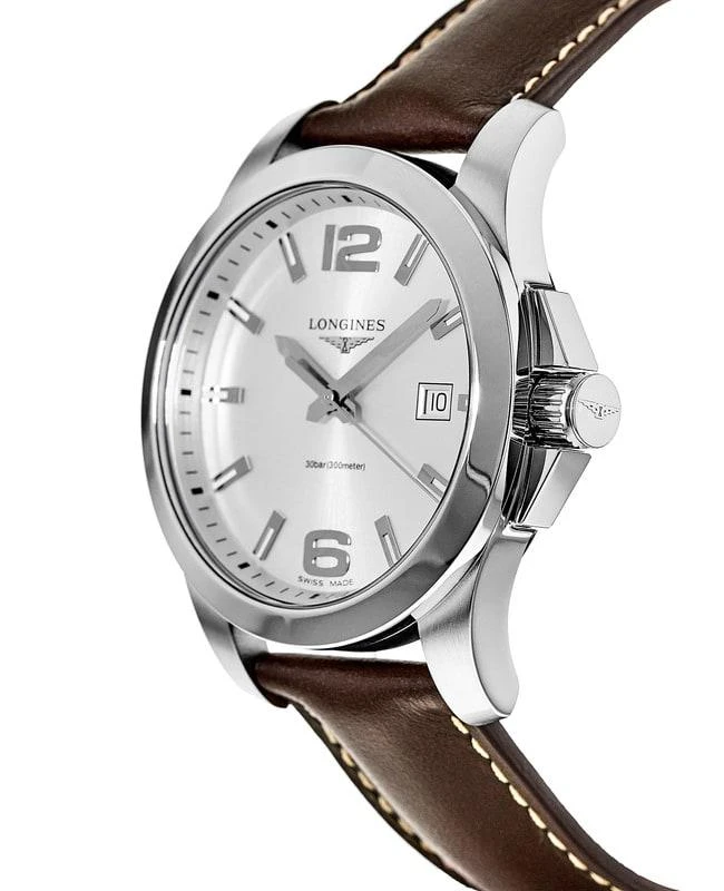 商品Longines|Longines Conquest Quartz Silver Dial Brown Leather Men's Watch L3.759.4.76.5,价格¥5052,第3张图片详细描述