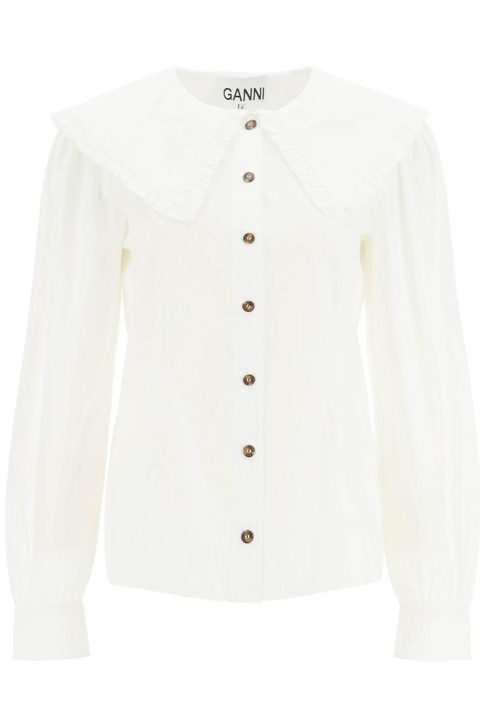 Ganni Cotton Shirt With Oversized Collar商品第1张图片规格展示