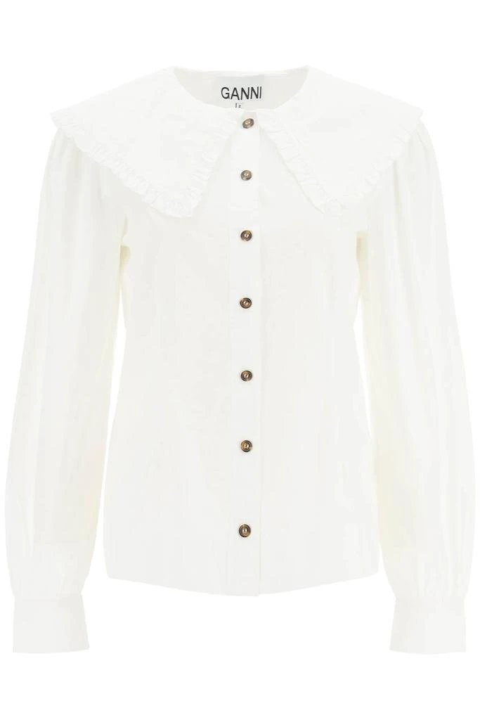 商品Ganni|Ganni Cotton Shirt With Oversized Collar,价格¥613,第1张图片