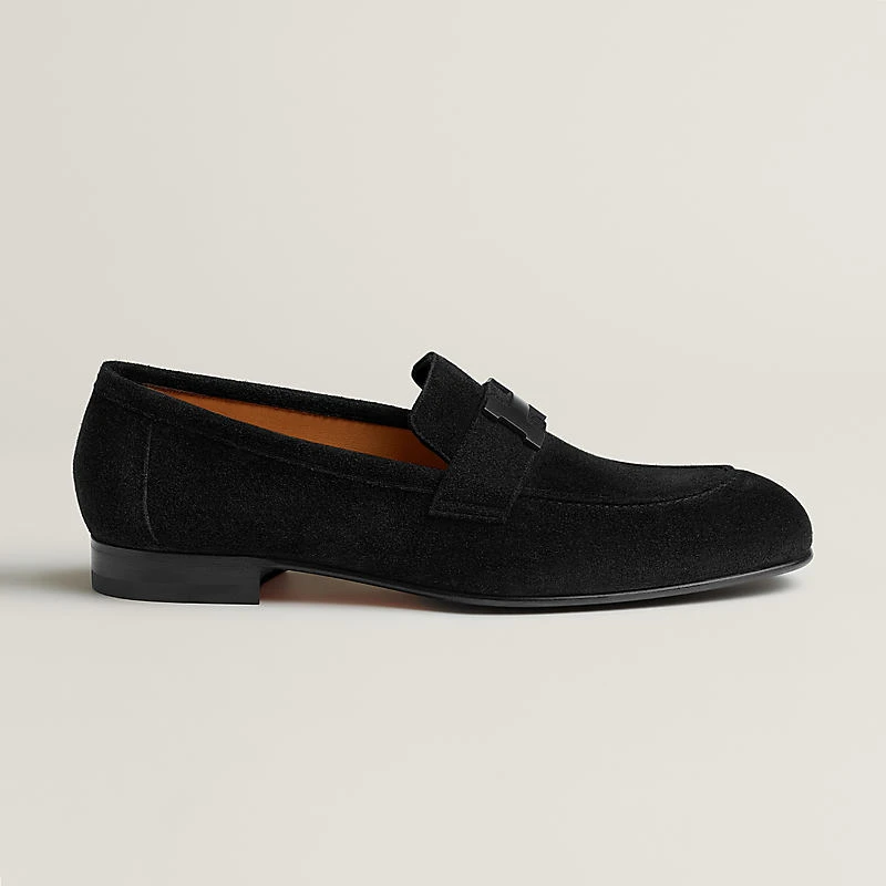 商品Hermes|Hermes/爱马仕 男士黑色小牛皮乐福鞋,价格¥8505,第5张图片详细描述