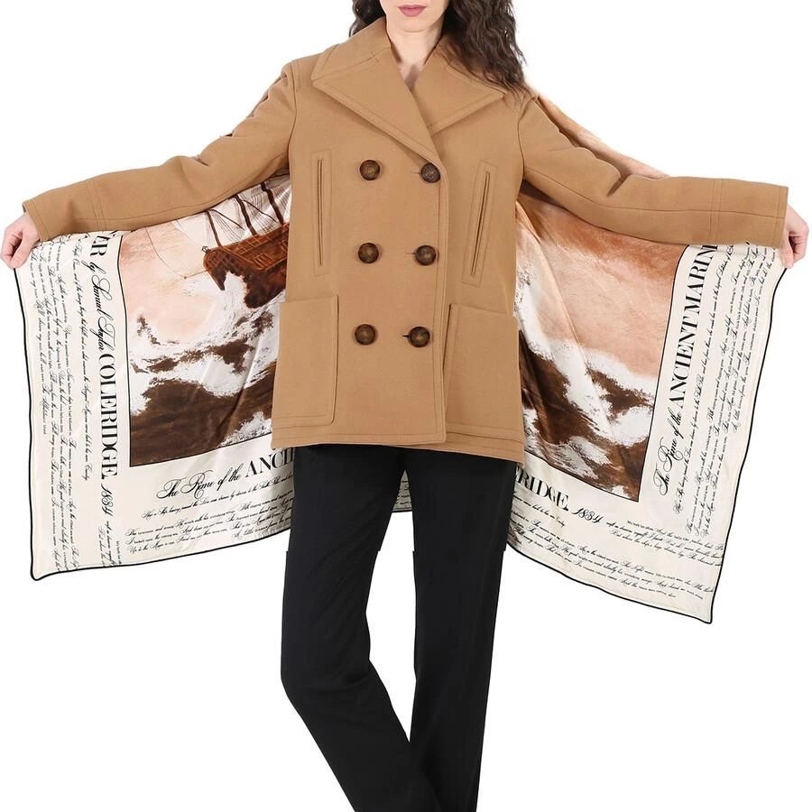 商品Burberry|Burberry Brown Mariner Print Blanket Detail Technical Wool Pea Coat, Brand Size 2 (US Size 0),价格¥1478,第2张图片详细描述