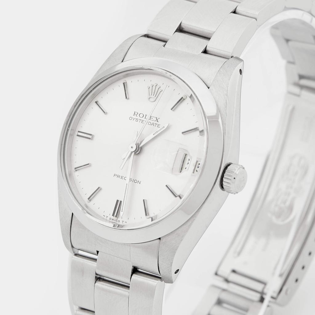 商品[二手商品] Rolex|Rolex Silver Stainless Steel Oyster Date Precision 6694 Men's Wristwatch 35 mm,价格¥24374,第4张图片详细描述