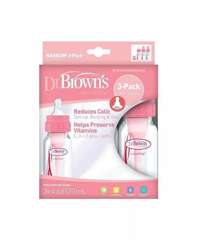 商品Dr. Brown's|4 oz. Natural Flow Anti-Colic Baby Bottles, 3 Pack,价格¥180,第2张图片详细描述