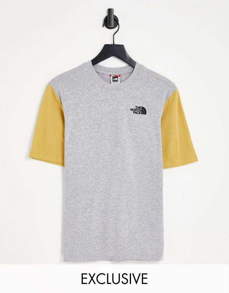 商品The North Face|The North Face Essential Colourblock t-shirt in grey/ tan Exclusive at ASOS,价格¥159,第1张图片