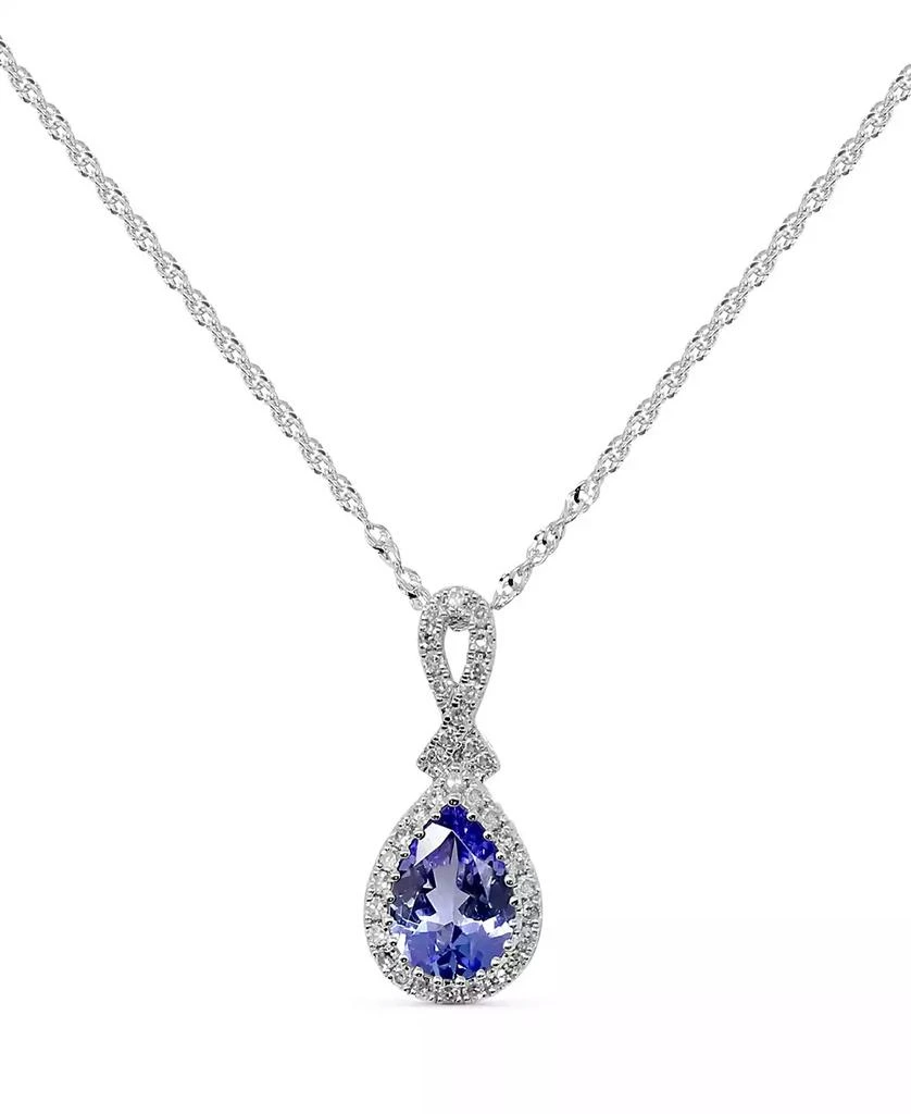 商品Macy's|Tanzanite (5/8 ct. tw.) & Diamond (1/10 ct. t.w.) Pear Halo Pendant Necklace in 14k White Gold, 16" + 2" extender,价格¥5917,第1张图片