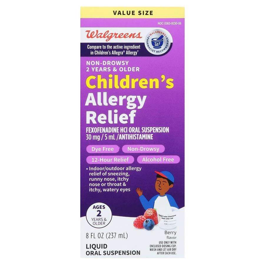 商品Walgreens|Children's Allergy Relief Dye-Free Berry,价格¥165,第2张图片详细描述