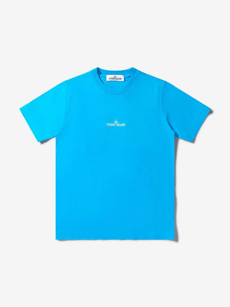 商品Stone Island|Stone Island Blue, Grey Boys Cotton Jersey Logo T-Shirt,价格¥452,第3张图片详细描述