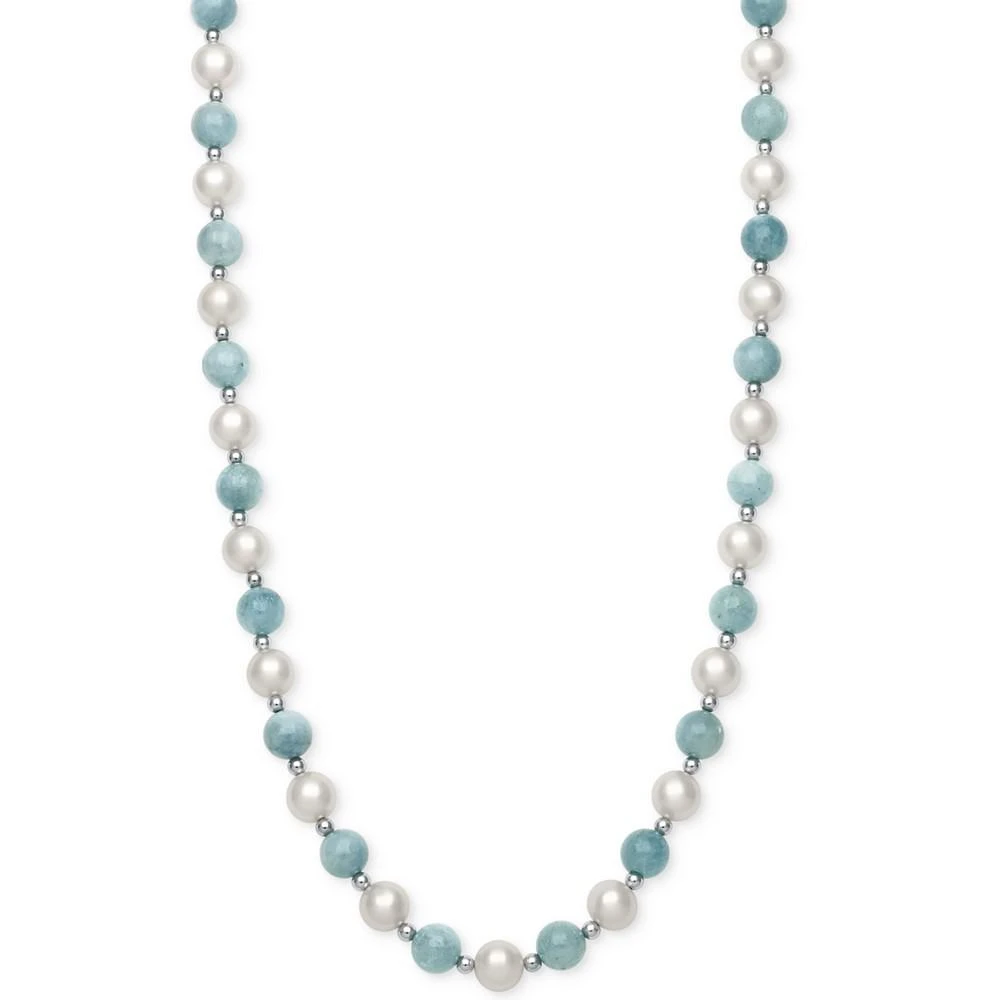 商品Belle de Mer|Milky Aquamarine (7mm) and Cultured Freshwater Pearl (7-1/2mm) Strand Collar Necklace,价格¥1236,第1张图片