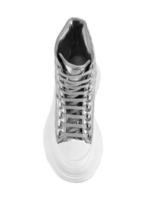 Puffer Tread Slick Metallic Leather Ankle Boots商品第5张图片规格展示
